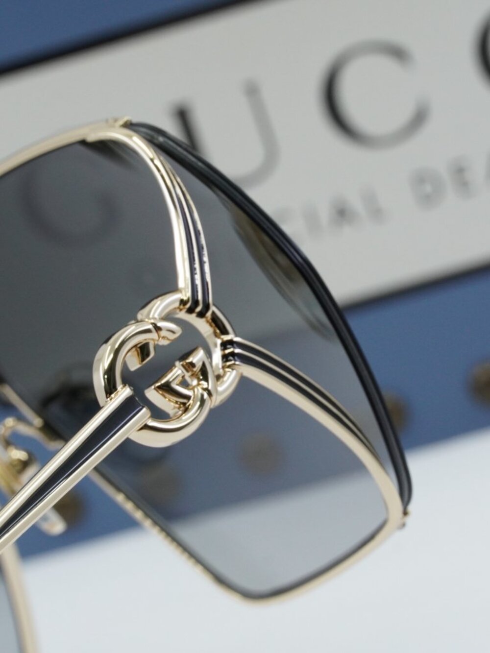Gucci GG1322SA 001 Square Sunglasses - Gold/Grey Gradient - Picture 8 of 11